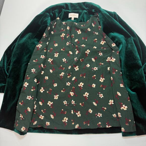 Skies Are Blue Green Velour Jacket XS Soft Stretch Luxe Open Front - Picture 5 of 10